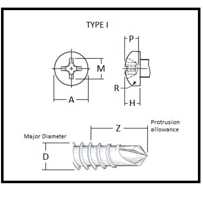 drawing Sturdfix Pan Head Self Drilling Scrwes